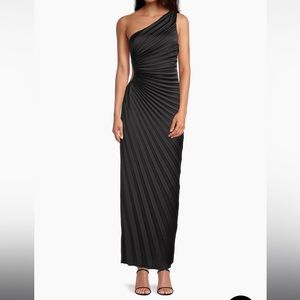 Delfi Solie Pleated One-Shoulder Gown